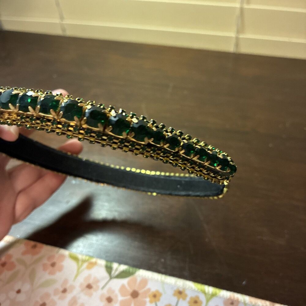 Green Rhinestone Headband - Picture 3 of 6